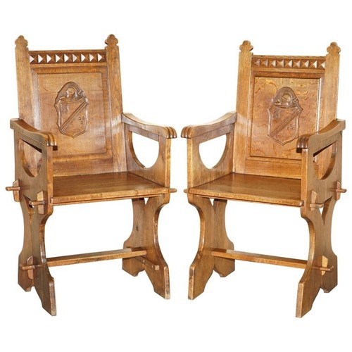 Pair antique carved - of,